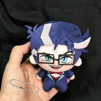 2026 New 10cm Hazbin Hotel Pendant Vox Plush Doll Cartoon Keychain Alastor Stuffed Toy Doll Fans Bag Charm Collect Present Gifts blue