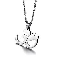 Vnox Classic OHM Buddha Yoga OM Symbol Pendant Necklaces for Men Woman Gold Color Stainless Steel Prayer Gifts Jewelry white