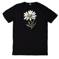 T-Shirt Watercolor Daisy Motif CottonWill be opened in a new window or tab L gray
