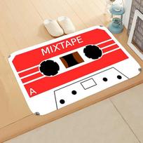 Retro kasetės flaneliniai durų kilimėliai, Klasikinės muzikos kasečių dizainai, Neslystantys grindų kilimėliai namų dekoravimui ir muzikos mylėtojams 40cm x 60cm white