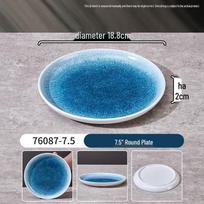 Durable Melamine Porcelain-Style Plates for Hot Pot, Side Dishes, Stir-Fry, Steak, Pasta, and BBQ Grills blue