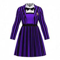 Amazon Helovino Cosplay Addams šeimos dryžuotas kostiumas Trečiadienės Vilkolakės suknelė Cosplay Wolf Girl (Jacket + Skirt) XL black