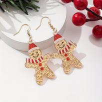 Christmas Gingerbread Man Earrings Glitter Acrylic Cartoon Santa Claus Earrings European and American Style Acrylic Earrings gray