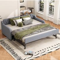 90*200cm Sofa-lova, Dienos lova, su ištraukiama papildoma lova, USB jungtimi, Pilka 215 x 191 x 79 cm pilka