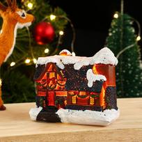 New Christmas decorations, resin luminous small house with lights, dreamy European-style snow house, Christmas gift brown
