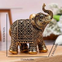 Laimės dramblio statulėlė - Dervos Feng Shui gyvūno statulos meno kūrinys namų svetainei, knygų lentynai, biurui ir stalui dekoruoti Lucky Elephant black