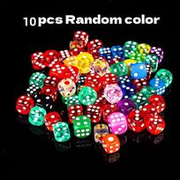 14Mm 12/20/30/40/50Pcs Acrylic Colored Transparent Dice Game Bulk Dices 6 Sided Dice For Classroom Teaching Board Game Playing