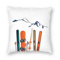 Snowy Mountain Ski And Snowboard Square Pillowcase Polyester Linen Velvet Pattern Decorative Throw Pillow Case Bed Cover 45X45 Peach skin 30*30(CM)-1Pcs white