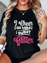 Cheerleader So Hard I Sweat Glitter T-shirt XL white