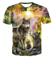 Fashion Men/Women 3D Print Wolf T Shirt Personality Streetwear Top… More 2XS geltona