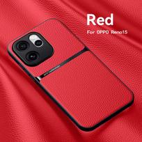 For OPPO Reno 15 15 Pro 15 ProMax 15F 15C Genuine Leather Texture Solid Color Built-in Magnetic Anti-Fingerprint Phone Case Reno 15F žalia