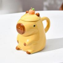 Kapibala Water Cup Cute Capybara Mug Girl Children Cartoon Cute Cup Creative Funny Ceramic Cup 450ml beige