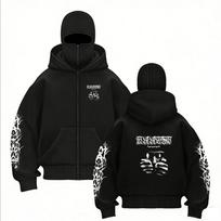 Fashionable Fashion Brand Masked and Velvet Double Hat Unique Design Double Hat Hoodie for Men and Women in Autumn and Winter XXXL black