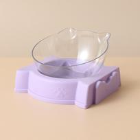 Raised Stand Pet Cat Food Bowl Automatic Feeder Water Dispenser Cat Dish Bowl  Cats Dogs Pet Purple-1 white