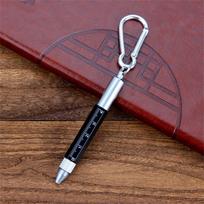 Metalinis mini rašiklis-raktų pakabukas 6 viename raktų pakabuko rašikliai, rašiklis-stylus, daugiafunkcis įrankis-rašiklis, tušinukas carabiner black black
