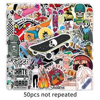50 Trendy Cartoon Skateboard Graffiti Stickers: Waterproof Decals for Car, Guitar, Water Bottle, Suitcase black