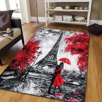 Svetainės kilimas Vintažinis Paryžius Eifelio bokštas Meninis stilius Teminis kilimas Neslystantis Lengvai valomas Prancūziškas Retro Meninis namų dekoras Kilimėlis 80x120cm