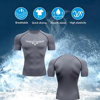 Y2K Men's Quick-Dry Compression Sports T-Shirt - Short & Long Sleeve, Breathable, High Elasticity XL gray