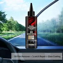 Car Glass Polish & Repair Kit – Removes Oil Film, Water Spots & Light Scratches, Nano Coating Windshield Restorer with Hydrophobic Protective Layer 150ml*2set black