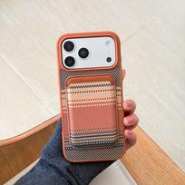 Kevlar Pattern Magnetic Detachable Card Holder Magsafe Phone Case For Iphone 18 Pro Max iPhone 12 Pro Max mėlyna