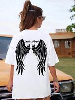 2026Hip Hop TShirt Dark Angel Wing Hot Sale Graphic Printed TShirts Hip Hop Street Tshirt Casual Loose Short Sleeves Unisex 3XL white