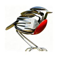 Robin Scrap Metal Art Sculpture Handmade Mockingbird Statue for Home Decor Decorative Steel Craft for Garden Patio Office Desk black
