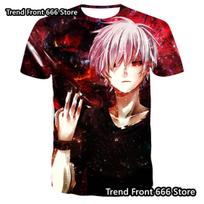Hot Japanese Anime Tokyo Ghoul Boys T-shirts Summer Short Sleeve Daily Tops Kaneki Ken 3D Priting Kid's Tshirt Children Clothes XXS brown