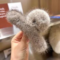 Real Mink Fur Ponytail Hair Claws Hair Pins Clips Headwear Shark Clip Hairpins Crab for Women Girls Korean Hair Accessories ruda
