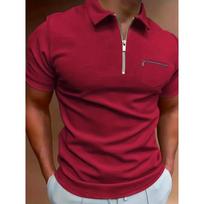 Vyriški pusiau užsegami slim fit polo marškinėliai, laisvalaikio, kvėpuojantys, trumparankoviai, su kišenėle ant krūtinės S