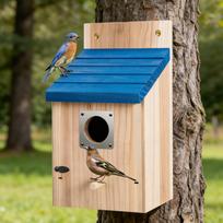 Bird House, Wooden , Feeder, Supplies, with Guard Birdhouse Decorative for Swallow Wren blue