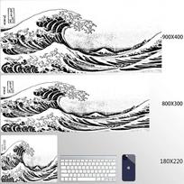 Japanese Art Kanagawa Great Wave Mouse Pad Large Office Game Table Mats XXL Antislip HD Gaming Keyboard Mousepads Long Desk Mat 300x800x2mm gray