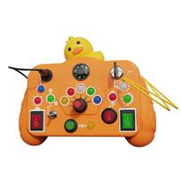 Children Busy Board Sensory Toy With Led Light Switch Control Board Travel Activities Montessori Thinking Game For 2-4 Years Old orange