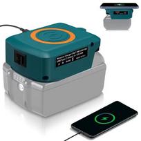 Belaidis įkroviklis Makita 18V akumuliatoriui, maks. 15W, belaidis adapteris, USB-A ir USB-C 2.1A greito įkrovimo prievadai mobiliajam telefonui žalia