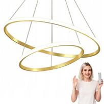 LED pakabinamas šviestuvas 60cm auksinis 72W 5760lm, su pulteliu, reguliuojama spalva ir ryškumas, modernus