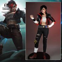 Game Lol Season 2 Brawler Vi Cosplay Costume Lol Battle Damage Vi Uniform Halloween Women Combat Outfits  Skin S black