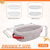Cotton Rope Proofing Basket for Bread Baking Oval And Round Banneton Bread Basket with Liner And Cover for Homemade Sourdough gray