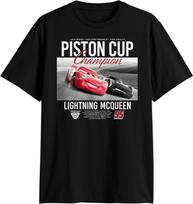 Disney Pixar Cars Piston Cup Champ Lightning McQueen Adult T-Shirt L gray