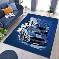 Blue Tuned Sport Car Comic Burnout Print Area Rug Non‑Slip Rectangular Floor Mat JDM Auto Decor for Gaming Bedroom Living Room 40x60cm( 15x23in ) gray