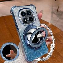 Phone Case For Infinix Note 30 40 50 Pro Smart 9 8 5 Hot 50S 50i 30i Bracket Mirror With Crystal Chain Shock-Absorbing Ahell Infinix Note 40Pro white