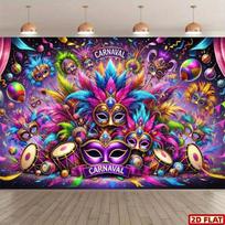 2D Carnaval Party Backdrop Vibrant Feather Mask Photo Booth Background 47.2x31.5inch/120*80cm blue