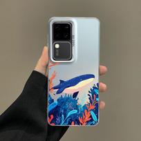 For Samsung Galaxy S25 S24 S23 S22 Ultra Plus S21 S23 S24 FE Laser Phone Case Multicolour Ocean Whale Shark Swimming Back Covers For Samsung S25 Plus white