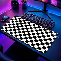 Large Gaming Mouse Pad Black and White Checkerboard NonSlip Washable Rubber Base Desk Mat for Office Computer PC Accessories SBD300x800x2mm