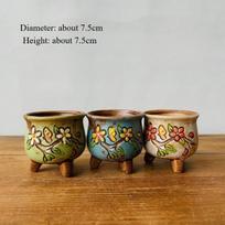 Succulent Ceramic Flower Pot Hand Painted Seedlings Succulent Plant Flower Pot Countryside Cute and Simple Multifunctional Use brown