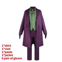 Batman The Dark Knight Joker Heath Ledger Costume Set With Full Accessories For Halloween Cosplay Events 3XL blue