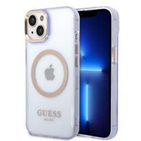 Guess MagSafe dėklas iPhone 14 – violetinis/auksinis