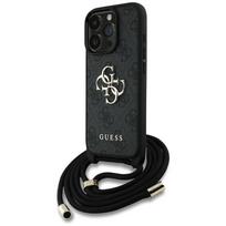 Guess 4G dėklas su dirželiu iPhone 16 Pro – juodas