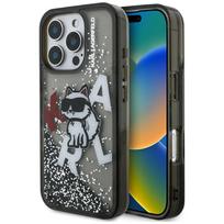 Karl Lagerfeld blizgus dėklas iPhone 16 Pro Max – juodas