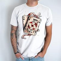 Poker Cards Unisex T-shirt Cotton Shirts Boys DTG Printed Shirt Gifts Queen Hearts Shirt Southern Casino Tee Playing Card Deck M gray