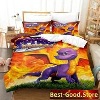 Cartoon Spyro Reignited Trilogy Bedding Set Duvet Cover Bed Set Quilt Cover Pillowcase Comforter king Queen Size Boys Adult 70x133cm 2pcs blue