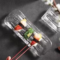 Japanese glass sashimi board, ice river sushi, kitchen dishes, tableware, dinner, cake, restaurant, bar, family garden 23.5cm skaidri
